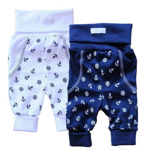 La Bortini Schlupfhose 2er Pack Baby und Kinderhosen mit Anker Hosen aus weicher Baumwolle, 44 50 56 62 68 74 80 86 92 98