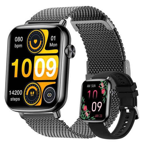 Sross Smartwatch, Smartwatch Damen mit Telefonfunktion Uhren Herren Smartwatch (1,81" HD Voll Touchscreen Zoll) IP67 Wasserdicht Fitness Tracker Uhr mit Schrittzähler Pulsmesser Schlafmonitor, Blutdruck Sportuhr Aktivitätstracker Fitnessuhr für Android iOS, Silikon Ersatzarmband mit Milanaise Uhrenarmbänder