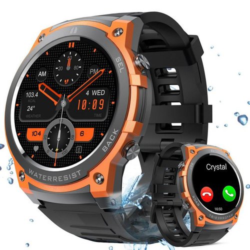 Mutoy Smartwatch, Fitness Tracker Uhr für Damen Herren Smartwatch (3.63 cm/1,43" AMOLED Touchscreen Display Zoll) Überwachung des Blutsauerstoffs, mit deutscher Bedienungsanleitung mit Ladekabel IP68 wasserdicht, Herzfrequenzmesser, Analyse von EKG-Daten