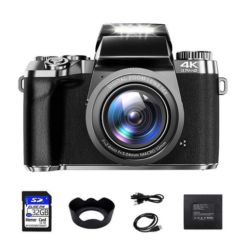 Oka Digitalkamera 4K, 64MP Fotokamera mit 3.0" Touchscreen, 16x Kompaktkamera (WLAN (Wi-Fi), inkl. 4K Ultra HD Digitalkamera mit drahtloser Fernbedienung, Digitalzoom Kompaktkamera mit WiFi Funktion, mit Kameratasche, Haube)