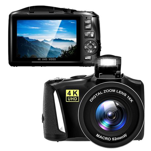 Ht R3S Digitalkamera 4K mit 3.0" Bildschirm Kompaktkamera (Makro-Objektiv, 48 MP, inkl. mit 32GB TF-Karte, 16X Digitalzoom Fotokamera für Anfänger in der Fotografie)