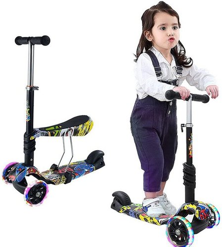 Arkmiido Cityroller Scooter Kinder Roller, Kinderroller Faltbar, Dreiradscooter für Kinder ab 3 Jahre, Kinderscooter Höhenverstellbarer