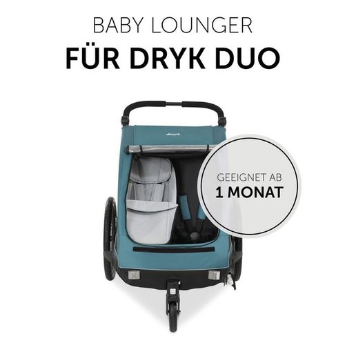 Hauck Fahrradkinderanhänger Baby Lounger - Grey, Neugeboreneneinsatz / Babysitz Lounger für Dryk Duo Fahrradanhänger