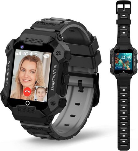 Pthtechus Kinder GPS WIFI Telefon,r HD Touchscreen Handy Smartwatch (1,44 Zoll, iOS, Android), mit Anti-Verlorener GPS W-lan LBS Ortung Tracker, MP3, Videoanruf, SOS