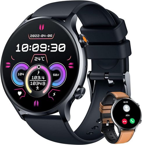 Taopon Fitness mit Telefonfunktion - Herren Sport Smartwatch (1,42 Zoll, Android iOS), mit Herzfrequenz Schlafmonitor Schrittzähler 100+ Sportmodi