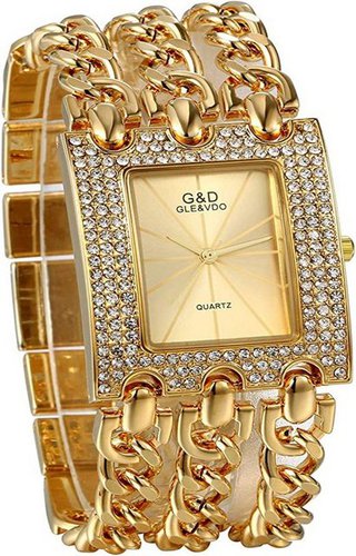 ELIAUK Damenuhr, elegante analoge Quarzuhr Strass rechteckig Smartwatch, 1-tlg., Armband mit dreifacher Verschlusskette, Dekoration