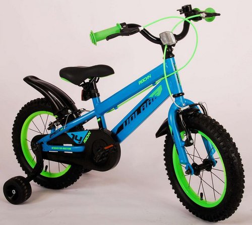 Tpfsports Kinderfahrrad Volare Rocky 14 Zoll 2x Handbremse, 1 Gang, (Jungsfahrrad - Jungen Kinderrad - ohne Schaltung - Sicherheitsgriffe), 14 Zoll mit Stützrädern - Kinder Jugend Fahrrad - Grün