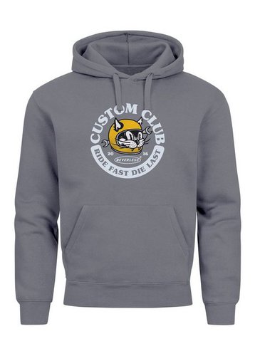 Neverless Hoodie Hoodie Herren Print Biker Motiv Racing Cat Schriftzug Ride Fast Die La