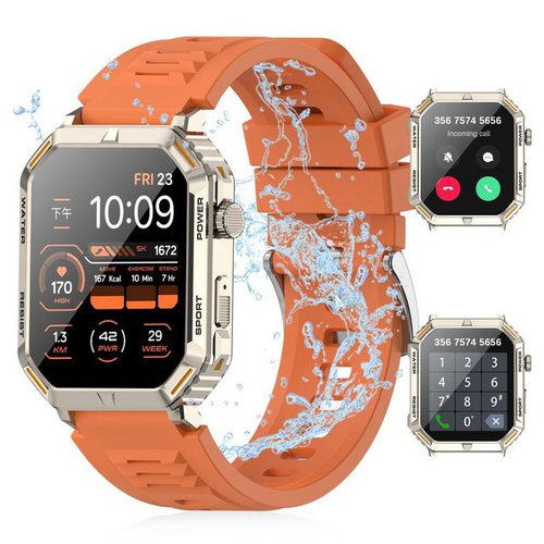 Tisoutec Smartwatch Damen Herren Smartwatch (Fitnessuhr mit Telefonfunktion/WhatsApp Notiz,Smartwatch Fitness Tracker Uhr IP67 Wasserdicht,1.96" HD Voll Touchscreen Fitnessuhr Tracker mit Blutsauerstoff/Pulsmesser/Sportuhr/Schrittzähler/Schlafmonitor Aktivitätstracker usw für iOS/Android Uhren Watch cm), Pulsmesser Schrittzähler Schlafmonitor Aktivitätstracker