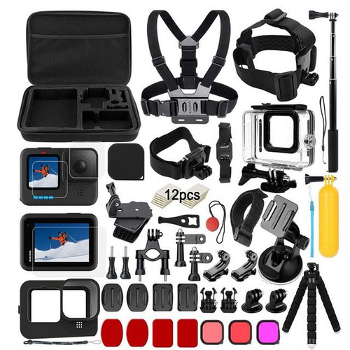Fivejoy Kamerazubehör-Set 54 Stück Zubehörset Kit Bundle für GoPro Hero 12/11/10/9