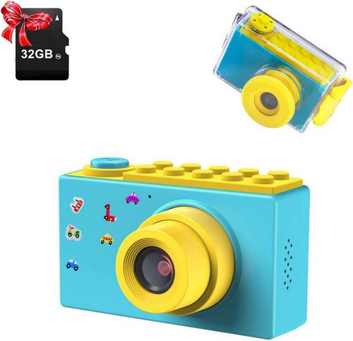Shinepick wasserdichtes und stoßgeschütztes Design Kinderkamera (8 MP, 4x opt. Zoom, inkl. mit TF-Karte 32GB DIY-Aufkleber zur Personalisierung, Kreative Gestaltung Ausgestattet mit 20 Rahmen-Effekten und 3 Filtern)