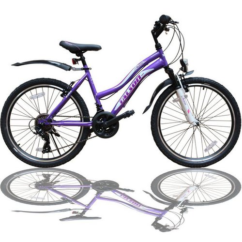 Talson Mountainbike 24 Zoll Fahrrad mit, 21 Gang Shimano, Kettenschaltung, mit Beleuchtung nach StVZO und Gabelfederung Lila