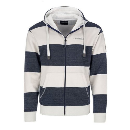 Leitfeuer Kapuzensweatjacke Herren Sweatjacke Wattlöper Blockstreifen - Gestreifte Hoodie-Jacke