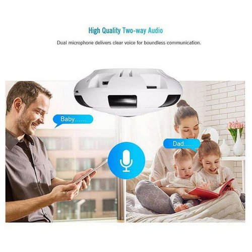 Pranite Fischaugen-Panoramakamera AC 110‑240V, 2MP Webcam (WLAN 360-Grad-Panoramakamera, Nachtsicht, Bewegungserkennung, Zwei-Wege-Audio-Kamera)