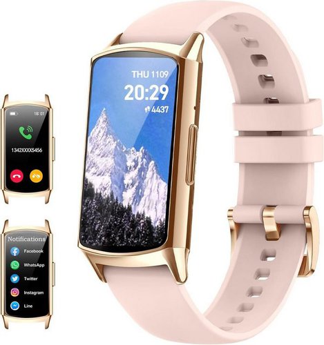 Ruopoem Damen Herren, mit 120 Sportmodi, mit Telefonfunktion Schrittzähler Smartwatch (1.58 Zoll, Andriod iOS), IP68 Wasserdicht Fitness Tracker,Smart Watch Damenuhr mit Pulsmesser