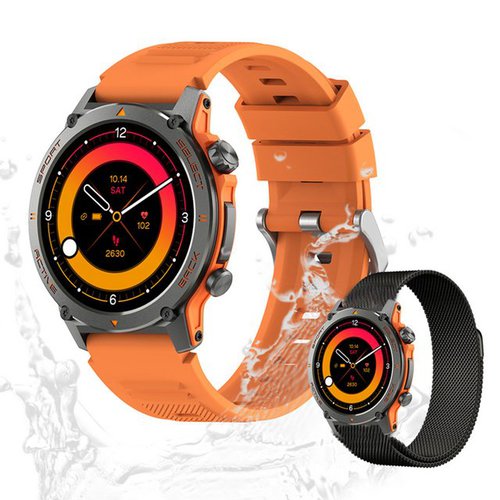 Valdus Herren's und Damen's IP68 Wasserdicht HD-AMOLED Display 280mAh Akku Smartwatch (3,6 cm/1,4 Zoll, Android/iOS), mit austauschbarem weichem Mesharmband, mit Herzfrequenz SpO2 Schlafmonitor Schrittzähler Fitnessuhr