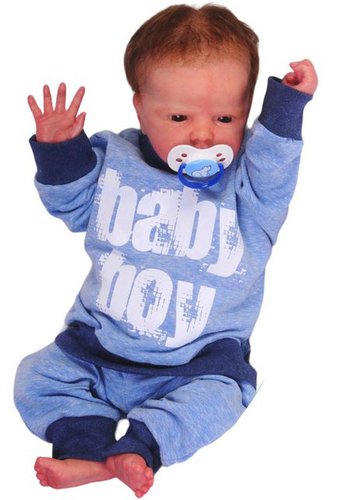La Bortini Jogginganzug Baby Anzug Pulli und Hose Set in Blau, weich, elastisch, 56 62 68, in Melangeblau