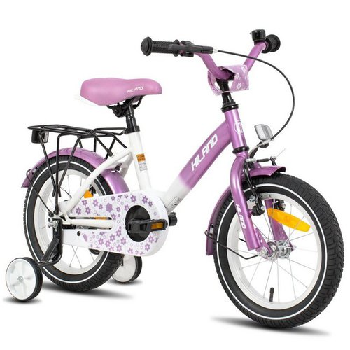 Hiland Kinderfahrrad Starry 12/14/16 Zoll Kinderfahrrad Mädchen,mit Stützräder,Gepäckträger, 1 Gang, (set, mit Handbremse Rücktrittbremse Klingel Schutzbleche), fur Kinder ab 2 3 4 5 6 7 8 9 Jahre