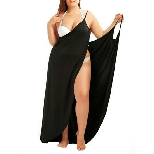 Lkupro Badeanzug Damen V-Ausschnitt Lang Kleid Sommer-Strand-Wickelkleid Bademantel