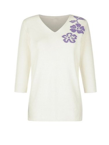 Paola Sweatshirt Pullover mit Blütenstrickmotiv