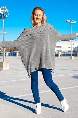 Missy Rockz Hoodie COZY ON Oversized Sweater just gray