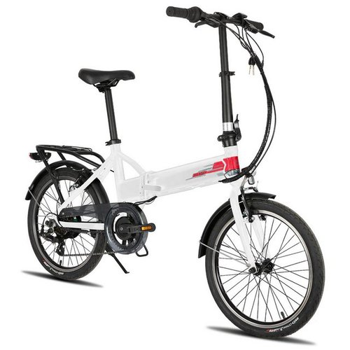 Hiland E-Bike 20 Zoll E-Klapprad Pedelec E-Faltrad Damen Herren, 6 Gang Shimano Tourney Schaltwerk, Kettenschaltung, Heckmotor, (Set, mit akku-ladegerat, mit werkzeung, mit beleuchtungsset), E-bike Damen und Herren, innerhalb der stVZO