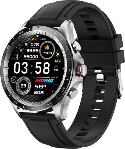 Manike NX1 Business Smartwatch (4,3 cm/1,69'' HD Voll Touchscreen Zoll) Spar - set, Smartwatch mit deutscher Bedienungsanleitung mit Ladekabel, Herzfrequenzmesser, Analyse von EKG-Daten, Blutdruckmessgerät