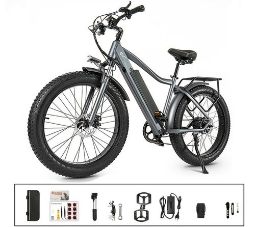 Fangqi E-Bike 26Zoll E-Mountainbike,SHIMANO 7 Gang,48V/816Wh Farbinstrument, shimano, Kettenschaltung, Heckmotor, (Installationswerkzeugsätze und Zubehörsätze)