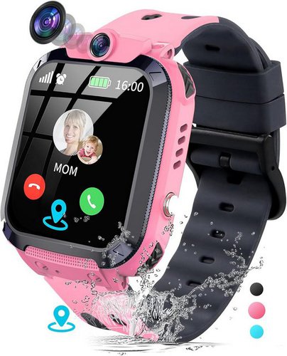 Jubunrer Fur Jungen Mädchen 3-12 Jahre Kindergeschenke Smartwatch, mit Telefon Wasserdicht IP68 GPS Tracker SOS HD Photo Wecker