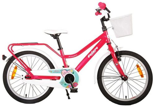 Volare Kinderfahrrad 18 ZOLL Kinder Mädchen Fahrrad Kinderfahrrad Mädchenfahrrad Kinderrad Mädchenrad Bike Rad Rücktritt Rücktrittbremse Brilliant Rosa 91862, 1 Gang, Rücktritt, Korb, Seitenständer