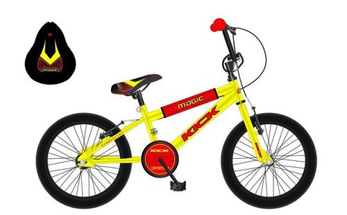 T&y Trade Kinderfahrrad 18 Zoll Kinder Jungen Mädchen Jugend Fahrrad Bike Rad BMX KICK GELB