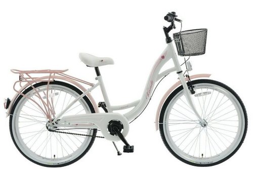 Breluxx Kinderfahrrad 24 Zoll Kinderfahrrad Schulfahrrad Vittoria mit Rücktritt, weiß rosa, 3 Gang Shimano Nexus Schaltwerk, Nabenschaltung