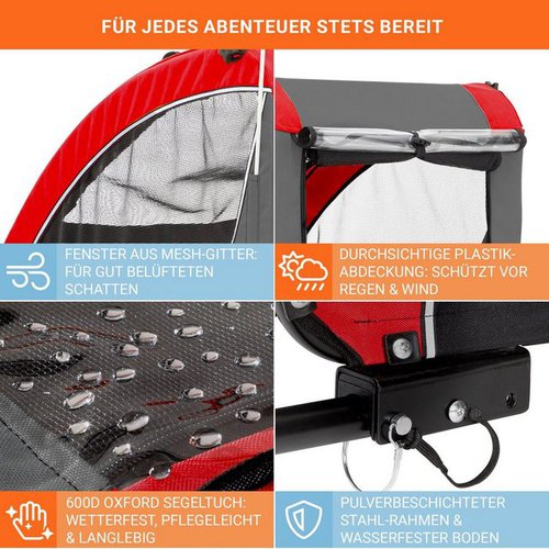 Klarfit Fahrradkinderanhänger Husky Race Fahrrad-Hundeanhänger, Hund Fahrradanhänger Hundewagen Anhänger Fahrrad Hundefahrradanhänger