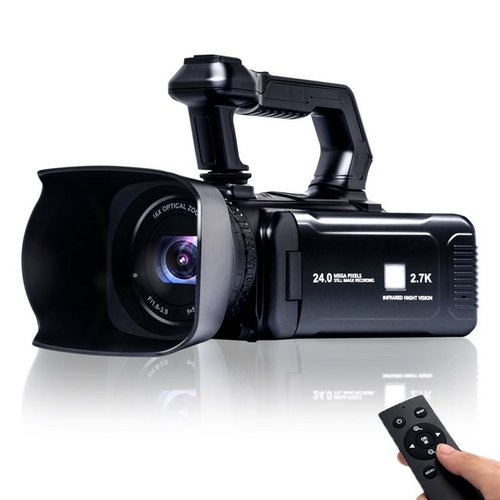 A Ade Full HD 2,7K Camcorder Digitalkamera mit Infrarot-Nachtsicht Superzoom-Kamera (48 MP, 16x opt. Zoom, Bluetooth, inkl. Videocamera mit 64x Hybridzoom, 16x optischer Zoom und 4X Digitalzoom, inklusive Tragetasche, Gesichtserkennung)