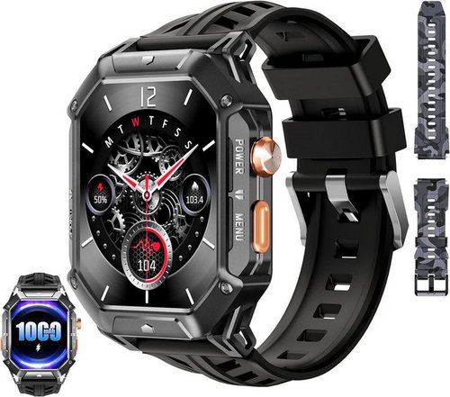 Oukitel Über 100 Trainingsmodi für Fitness-Tracking Smartwatch (2,13 Zoll, Android, iOS), mit 5ATM Wasserdicht,AMOLED Display mit Herzfrequenz Schlafüberwachung