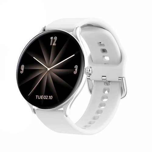 TPFNet SW17 mit Silikon Armband für Damen - individuelles Display Smartwatch (Android), Armbanduhr mit Musiksteuerung, Herzfrequenz, Schrittzähler, Kalorien, Social Media etc., Weiß