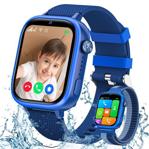Sanorum 4G Smartwatch für Kinder mit GPS-Tracker und Video Telefonfunktionen Smartwatch (4,64 cm/1,83 Zoll, Full-HD-Touchscreen) mit Zwei-Wege-Anrufe, SOS, SIM-Telefon Uhr, mit Musik, Kamera, Wecker, Puzzle-Spiele,lP68 Wasserdicht, für 4–16 Jungen und Mädchen Geburtstagsgeschenk