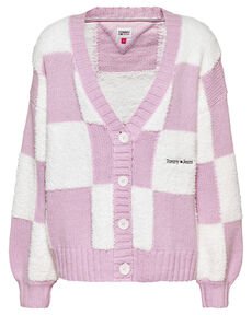 Tommy Hilfiger Damen Strickjacke TJW OVRSZD CHECKER CARDIGAN Oversized Fit