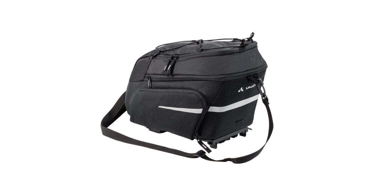 VAUDE Silkroad Plus Gepäckträgertasche – 9+7 Liter, Snap-it Adapter, Inkl. Regenhülle, Schwarz