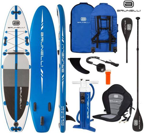 Brunelli 10.8 Premium SUP Board Stand Up Paddle Surf-Board mit Kajak Sitz Pad...