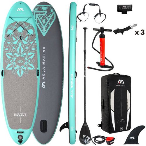 Aqua Marina Inflatable Dhyana SUP iSUP Damen Yoga Board Stand Up Paddle Set NEU
