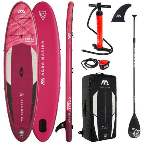 Aqua MARINA CORAL 10'2" SUP Board mit Alu Paddel und Leash