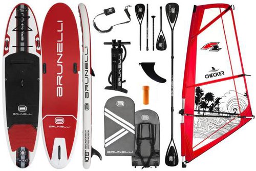 Brunelli 10.8 Windsurf iSUP Board aufblasbar Stand Up Paddle Checker 4,5qm Rigg