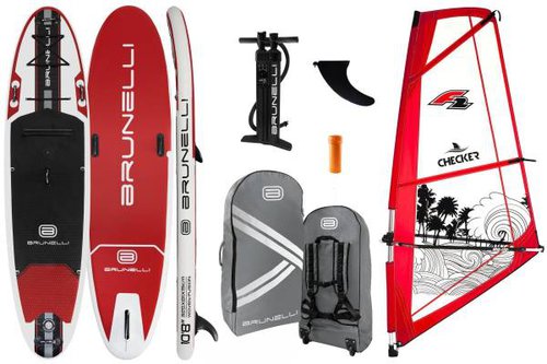 Brunelli 10.8 Windsurf Double Layer SUP Board Stand Up Paddel Checker 4,5qm Rigg