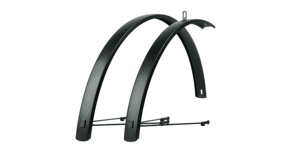 SKS GERMANY EDGE AL 56 SET spatborden, fietsaccessoires (wielbeschermer van aluminium, hoge stabiliteit, eenvoudige bevestiging, geschikt voor vrijwel elk frame, met ESC-veiligheidssysteem), zwart