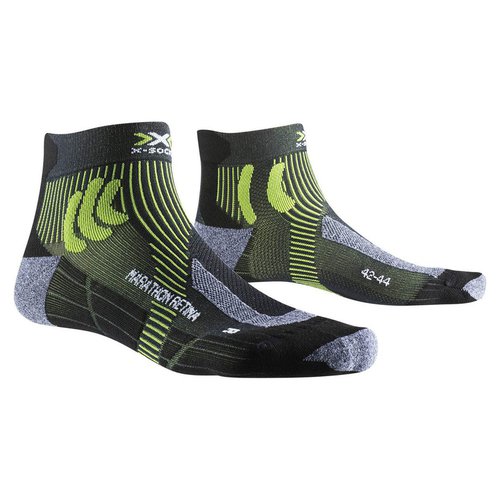 X-socks Marathon Retina Socken black melange/effektor green 35-38