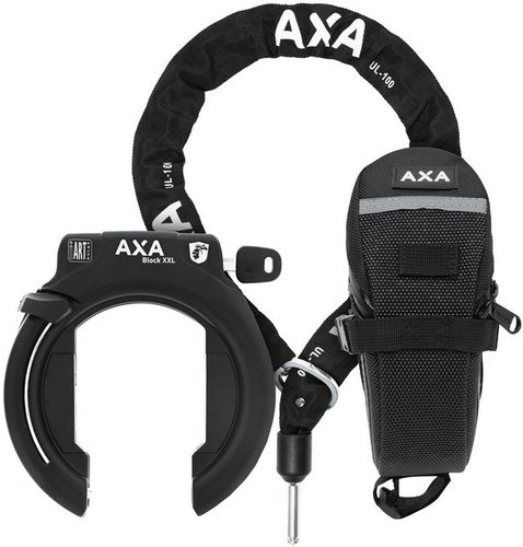 Axa Set Block XXL Rahmenschloss + ULC100 Kette + Tasche Schwarz Modell 2025