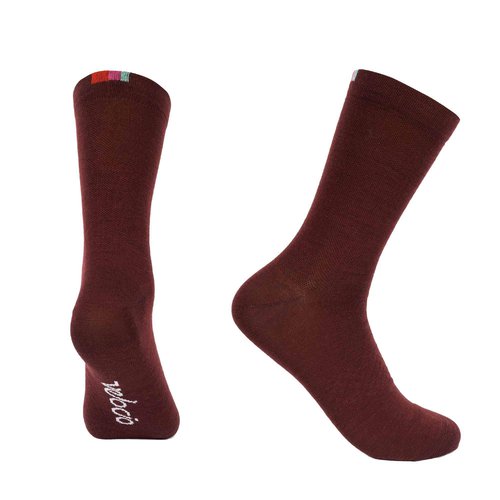 Velocio Signature Wool Socks - Dark Red - X-Small