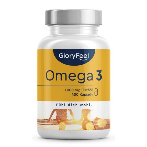 Gloryfeel gloryfeel® Omega-3 - 1.000 mg Omega 3 mit 400 Kapseln- Für Gehirnfunktion & Sehkraft*