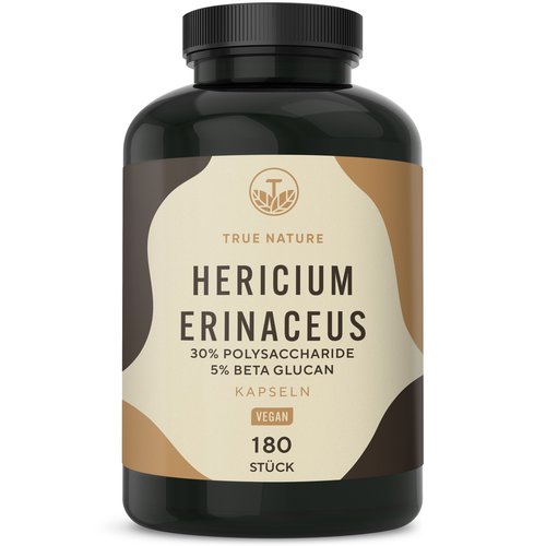 True Nature True Nature® Hericium Erinaceus Kapseln - Lions Mane 30% Polysaccharide, 5% Beta- Glucan (650 mg)